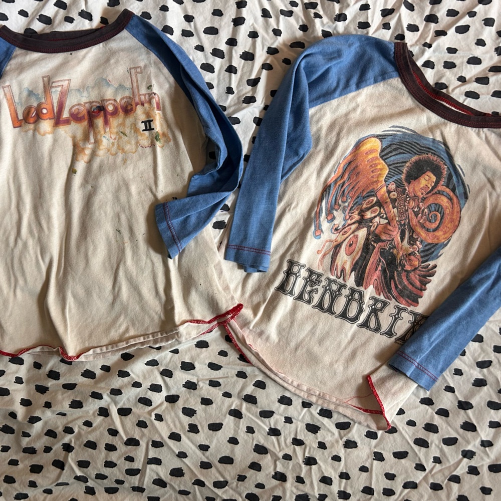 Kids Graphic Raglan Tees - Blue and Cream